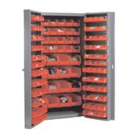 GLOBAL INDUSTRIAL Bin Cabinet with 136 Red Bins, 38x24x72 662145RD